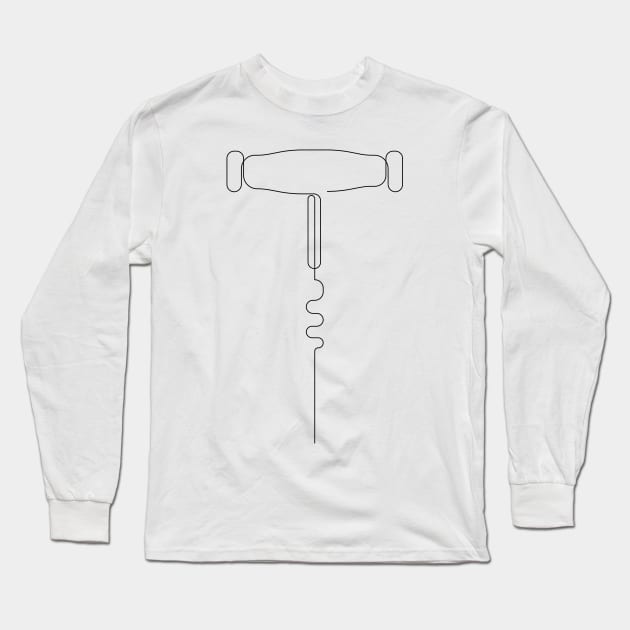 corkscrew - wine equipment - one line art Long Sleeve T-Shirt by addillum